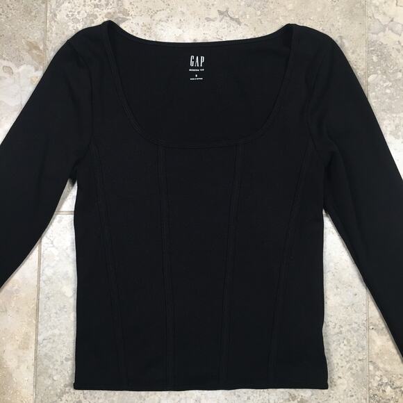 Gap Modern Long Sleeve Corset Top Womens Black Small T Shirt Tee Blouse Goth EUC - Picture 4 of 16